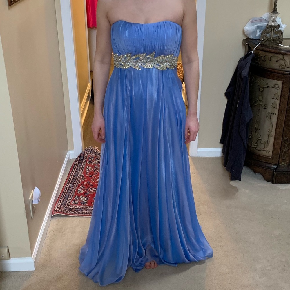 La Femme Blue Strapless Gown/Prom Dress